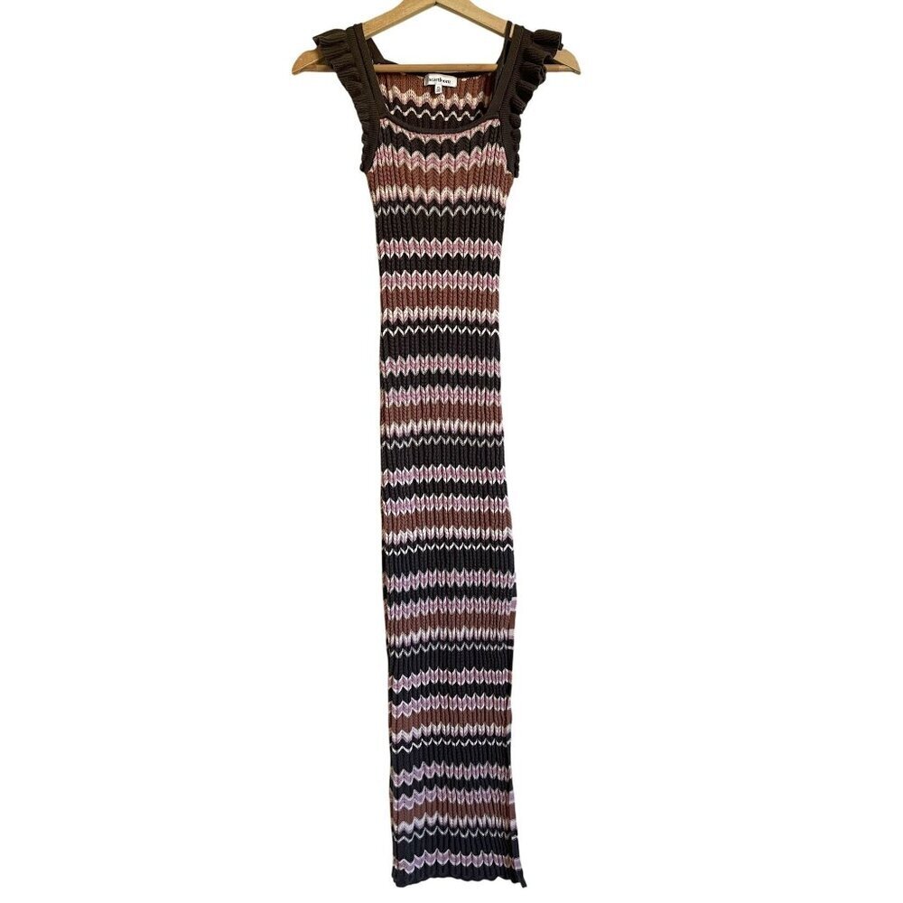 Heartloom Bennet Maxi Dress, Wave Chevron Pattern, Ruffle Straps XS